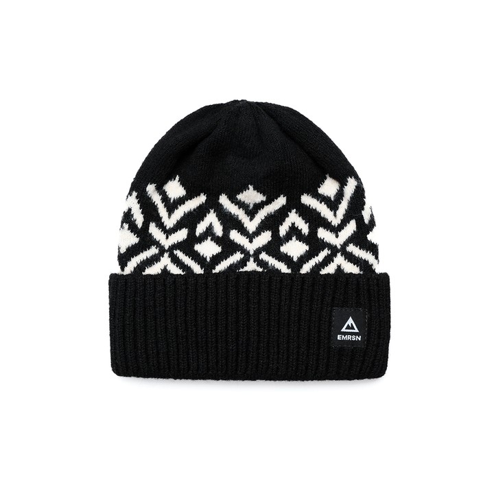 Emerson Classic Knit Beanie Σκούφος Πλεκτός Μαύρος / Λευκός