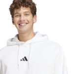 adidas Essentials Feelcozy Fleece Hoodie Ανδρική Φούτερ Μπλούζα με Κουκούλα Λευκή