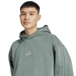 adidas ALL SZN Fleece Washed Hoodie Ανδρική Φούτερ Μπλούζα με Κουκούλα Βεραμάν