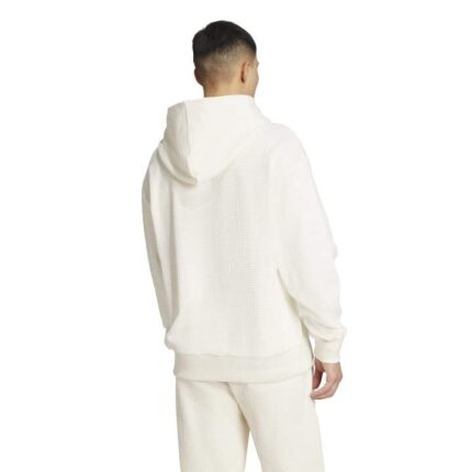 adidas ALL SZN Waffle Knit Hoodie Ανδρική Φούτερ Μπλούζα με Κουκούλα Εκρού