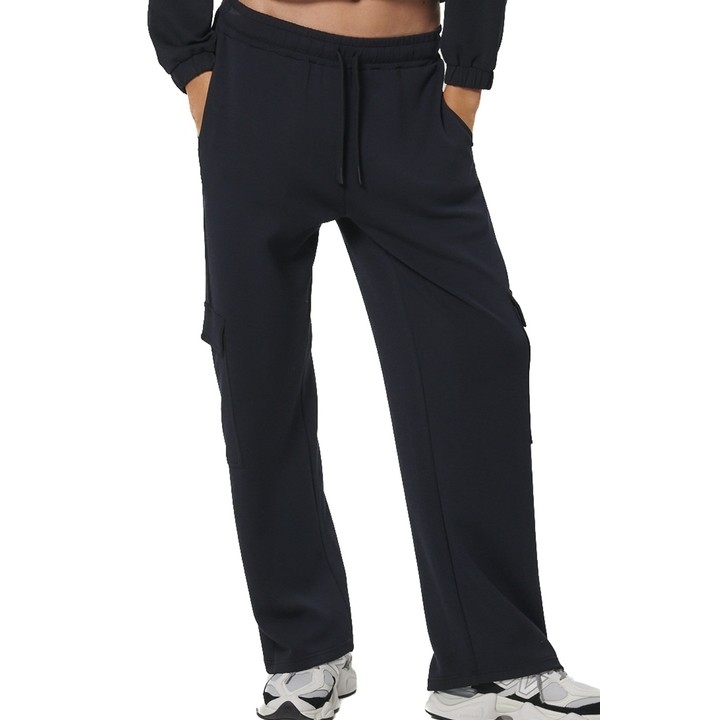 Body Action Wide-Leg Cargo Women's Trousers Black Γυναικείο Παντελόνι Μαύρο