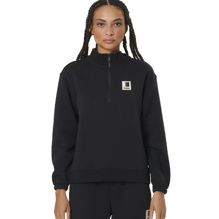Body Action Half-Zip Sweatshirt Black Γυναικεία Μπλούζα Μαύρη