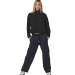 Body Action Oversize Boucle Fleece Half Zip Black Γυναικεία Μπλούζα Μαύρη