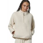 Body Action Oversize Boucle Fleece Half Zip Pristine Ecru Γυναικεία Μπλούζα Εκρού