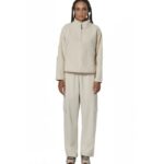 Body Action Oversize Boucle Fleece Half Zip Pristine Ecru Γυναικεία Μπλούζα Εκρού