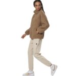 Body Action Faux Sheepskin Jacket Sand Brown Γυναικεία Ζακέτα Προβατάκι Μπεζ