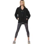 Body Action Oversize Boucle-Fleece Jacket Black Γυναικεία Ζακέτα Προβατάκι Μαύρη