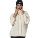Body Action Oversize Boucle-Fleece Jacket Pristine Ecru Γυναικεία Ζακέτα Προβατάκι Εκρού