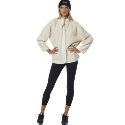 Body Action Oversize Boucle-Fleece Jacket Pristine Ecru Γυναικεία Ζακέτα Προβατάκι Εκρού