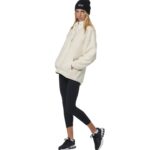 Body Action Oversize Boucle-Fleece Jacket Pristine Ecru Γυναικεία Ζακέτα Προβατάκι Εκρού