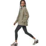 Body Action Oversize Boucle-Fleece Jacket Fog Green Γυναικεία Ζακέτα Προβατάκι Λαδί