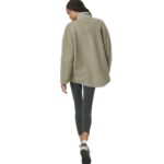 Body Action Oversize Boucle-Fleece Jacket Fog Green Γυναικεία Ζακέτα Προβατάκι Λαδί