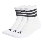adidas 3-Stripes Cushioned Mid-Cut Socks Κάλτσες Λευκές με Ρίγα