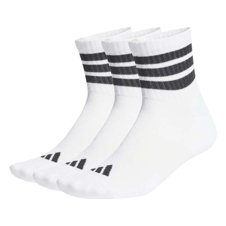 adidas 3-Stripes Cushioned Mid-Cut Socks Κάλτσες Λευκές με Ρίγα