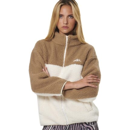 Body Action Faux Sheepskin Jacket Beige Ecru Γυναικεία Ζακέτα Προβατάκι Μπεζ / Εκρού