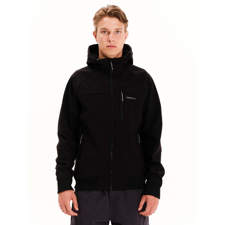 Emerson Hooded Raglan Bonded Bomber Jacket Ανδρικό Raglan Μπουφάν Με Κουκούλα Μαύρο