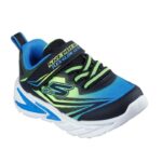 Skechers S Lights: Flex-Glow Ultra Βρεφικά Sneakers με Φωτάκια Μαύρο / Μπλε / Λαχανί