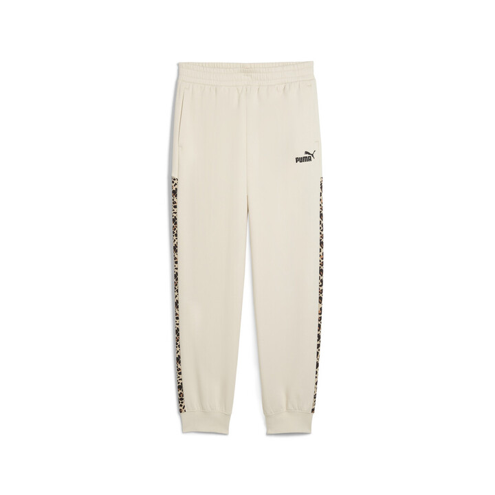 Puma Ess Graphic Animal Comfort High-Waist Sweatpants FL cl Γυναικείο Παντελόνι Μπεζ / Λεοπάρ