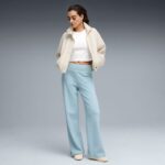 Puma Ess Elevated High-Waist Straight Pants Γυναικείο Παντελόνι Σιέλ