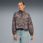 Puma Ess Graphic Animal Relaxed AOP Woven Half-Zip Jacket Γυναικείο Τζάκετ με 3/4 Φερμουάρ Λεοπάρ