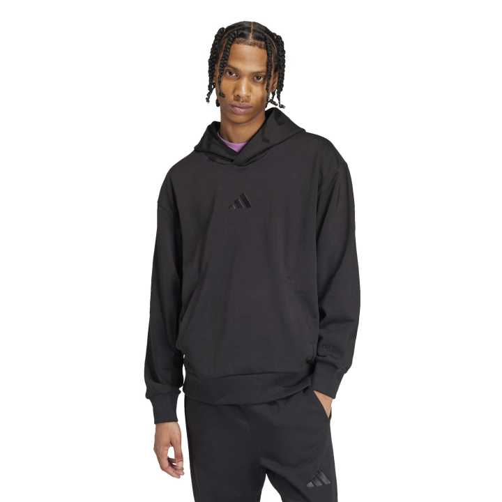 adidas ALL SZN Fleece Hoodie Ανδρική Φούτερ Μπλούζα με Κουκούλα Μαύρη