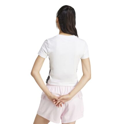 adidas Essentials 3-Stripes Slim Baby Tee Γυναικείο Κοντομάνικο Crop Λευκό