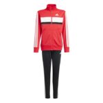adidas Seasonal Essentials Tiberio 3-Stripes Tricot Track Suit Kids Παιδικό Σετ Φόρμας Κόκκινο/Μαύρο
