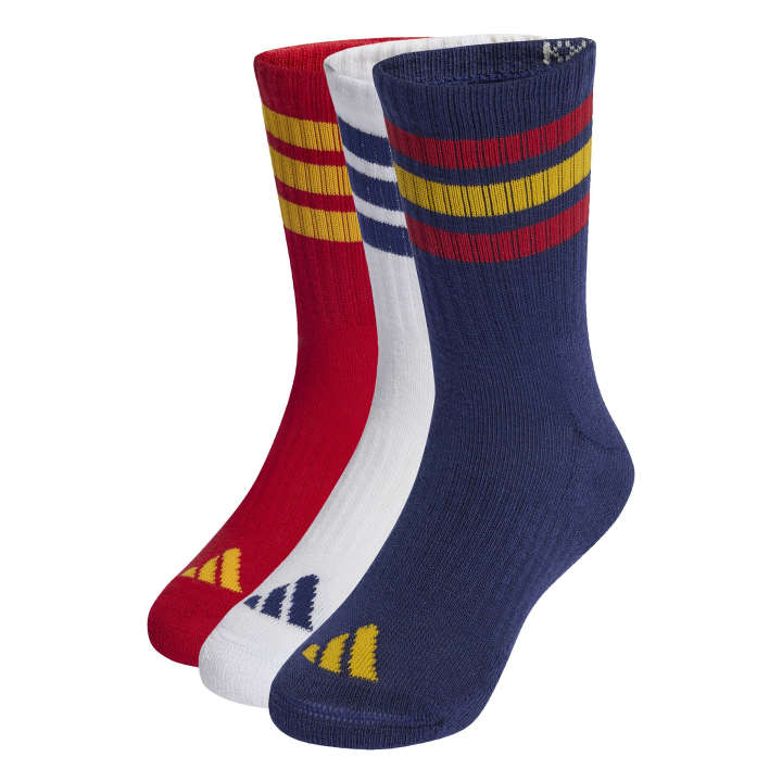 adidas 3-Stripes Cushioned Sportswear Crew Socks 3 Pairs Παιδικές Κάτσες Μπλε / Κόκκινες / Λευκές