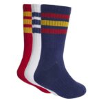 adidas 3-Stripes Cushioned Sportswear Crew Socks 3 Pairs Παιδικές Κάτσες Μπλε / Κόκκινες / Λευκές