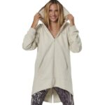 Body Action Slub Hooded Fishtail Jacket Moonstruck Grey Γυναικεία Ζακέτα Μακριά με Κουκούλα Μπεζ