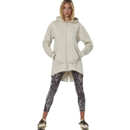 Body Action Slub Hooded Fishtail Jacket Moonstruck Grey Γυναικεία Ζακέτα Μακριά με Κουκούλα Μπεζ