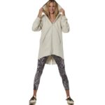 Body Action Slub Hooded Fishtail Jacket Moonstruck Grey Γυναικεία Ζακέτα Μακριά με Κουκούλα Μπεζ