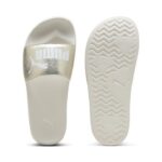 Puma Leadcat 2.0 Metallic Whisper Slides Γυναικεία Παντόφλα Λευκή / Χρυσή