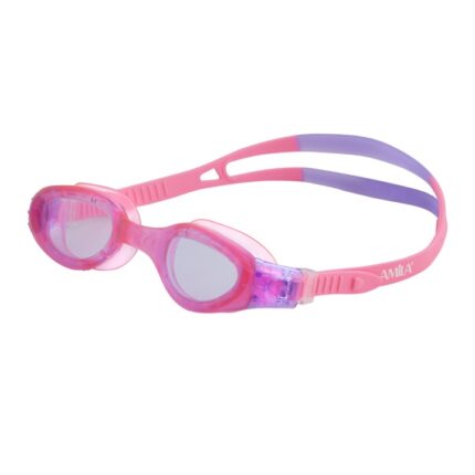 Amila Swim Goggles Kids TPR Παιδικά Γυαλιά Πισίνας Ροζ με Λιλά Φακούς