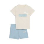 Puma Minicats ESS Tee and Shorts Infant Βρεφικό Σετ Εκρού / Σιελ