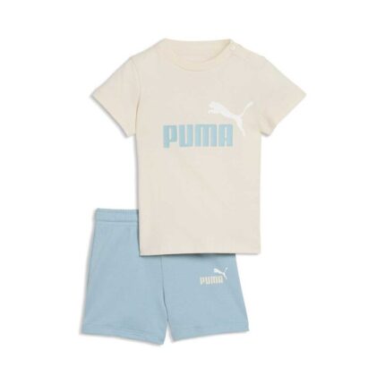 Puma Minicats ESS Tee and Shorts Infant Βρεφικό Σετ Εκρού / Σιελ