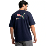 Puma Graphic Back Tee Ανδρική Κοντομάνικη Μπλούζα Μπλε Navy