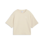 Puma Ess Elevated Relaxed Tee Γυναικεία Κοντομάνικη Μπλούζα Εκρού