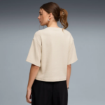 Puma Ess Elevated Relaxed Tee Γυναικεία Κοντομάνικη Μπλούζα Εκρού