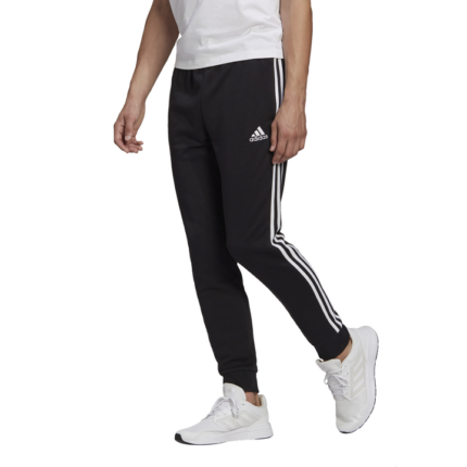 adidas Essentials French Terry Tapered Cuff 3-Stripes Pants Ανδρικό Παντελόνι Μαύρο