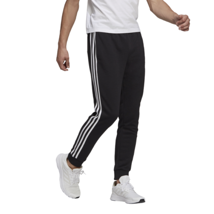 adidas Essentials French Terry Tapered Cuff 3-Stripes Pants Ανδρικό Παντελόνι Μαύρο