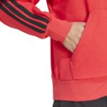 adidas Essentials 3-Stripes French Terry Full-Zip Hoodie Ανδρική Ζακέτα Κόκκινη