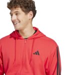 adidas Essentials 3-Stripes French Terry Full-Zip Hoodie Ανδρική Ζακέτα Κόκκινη