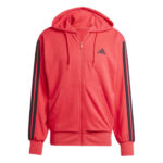 adidas Essentials 3-Stripes French Terry Full-Zip Hoodie Ανδρική Ζακέτα Κόκκινη