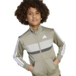 adidas Seasonal Essentials Tiberio 3-Stripes Tricot Track Suit Kids Παιδικό Σετ Λαδί / Γκρι