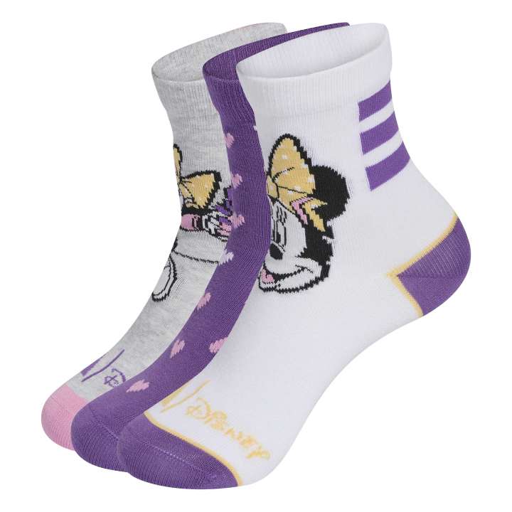 adidas Disney Minnie Kid's Socks 3P Παιδικές Κάλτσες Λευκές / Μωβ