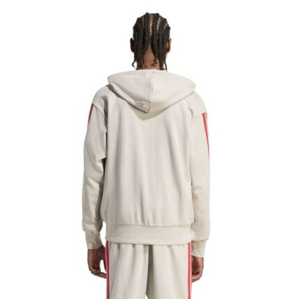 adidas Essentials 3-Stripes French Terry Full-Zip Hoodie Ανδρική Ζακέτα Μπεζ / Κόκκινη