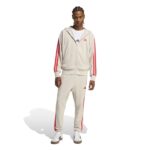 adidas Essentials 3-Stripes French Terry Full-Zip Hoodie Ανδρική Ζακέτα Μπεζ / Κόκκινη