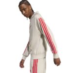 adidas Essentials 3-Stripes French Terry Full-Zip Hoodie Ανδρική Ζακέτα Μπεζ / Κόκκινη