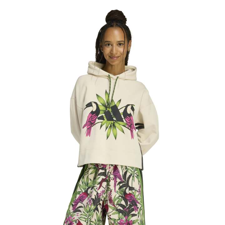 adidas X Farm Rio Hoodie Γυναικείο Φούτερ με Κουκούλα Μπεζ